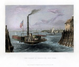 アメリカ合衆国、ニューヨーク州ブルックリンのフェリー、1838年。 作： George Richardson