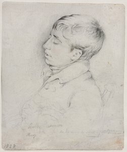 椅子に眠るウェルビーシャーマンの肖像、1828年。 作： George Richmond
