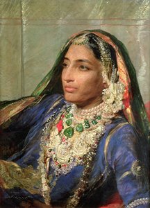 インドのサリーでのラニジンダンシンの肖像 作： George Richmond