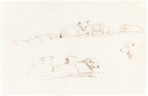 牧草地の羊の研究 作： George Richmond