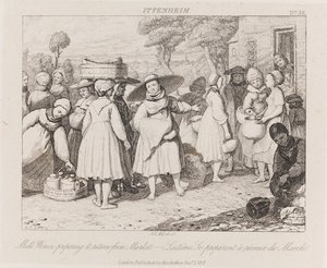 ミルクウーマン、イッテンハイム、1821年頃（エッチング） 作： George Robert Lewis