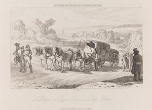 ディエップからルーアンへの道、ディリジェンス、ca。 1821年（エッチング） 作： George Robert Lewis