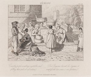 野菜の洗浄、ヘミング、1821年頃（エッチング） 作： George Robert Lewis