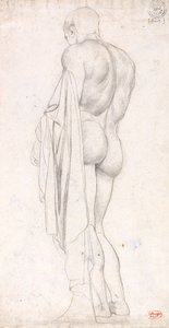 立ち姿の古典的な男性像の背面図