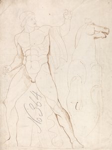 馬を抱く古典的な男性ヌード