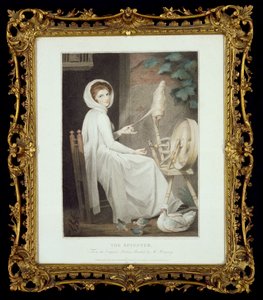 紡績工（G.ロムニーに倣ってトーマス・チーズマンが彫ったもの、ジョンとジョサイア・ボイデルが1789年に出版したもの）。