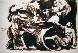 アトッサの夢」（紙にグラファイトの上にペンとインクとウォッシュを重ねたもの） 作： George Romney