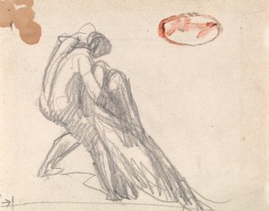 気絶した人物を支える人物 作： George Romney