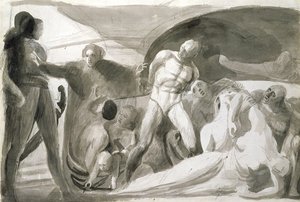 ラザレットを訪ねるハワード（ペンとインク、紙で洗う） 作： George Romney