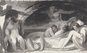 ハワードが刑務所を訪問（ペンとインク、そして敷き紙の上でグラファイトを洗う） 作： George Romney