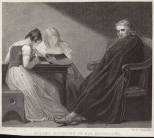 ジョンミルトンが娘に口述する 作： George Romney