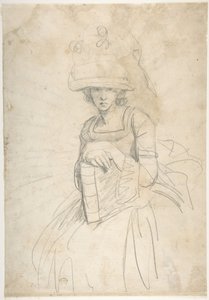 『本を持つ女性』（表）；『パレットへの絵の具の配置図』（裏） 作： George Romney