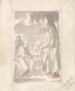ピアソン少佐とブラフマン（敷設紙に灰色のウォッシュ）（153905を参照） 作： George Romney
