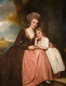 ブレイスブリッジ夫人と娘メアリーの肖像、1784年。 作： George Romney