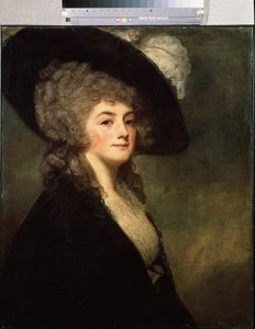 ハリエット・グリア夫人の肖像 (18 世紀)。 ジョージ・ロムニー (1734-1802) の絵画、キャンバスに油彩 作： George Romney