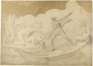 プシュケがスティクス川を渡った（アプレイウス『黄金のロバ』第6巻18章より） 作： George Romney