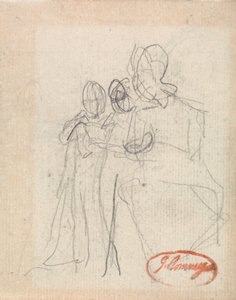 座る人物と2人の子供 作： ジョージ・ロムニー