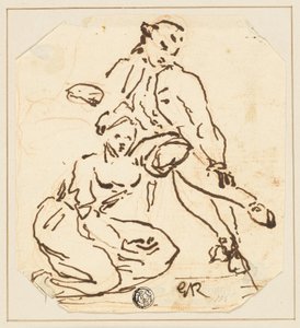 座っている男と女 作： George Romney