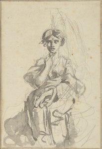 座る女性の像 作： George Romney