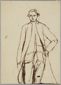 立つ男性像、左手を腰に当てた姿、肖像画の習作 作： George Romney