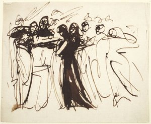立ち姿の人々が集まっている 作： George Romney