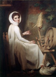 紡績車の女性女優エマ・ハミルトン 作： George Romney