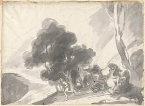 『トロイラスとクレシダ』第4幕第5場：ヘクトルとアイアコスIIの戦い 作： George Romney
