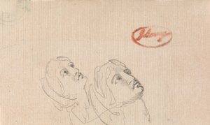 空を見上げる二人の頭 作： George Romney