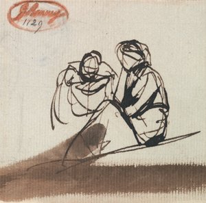 座る二人の人物像 作： George Romney