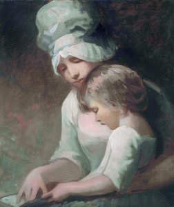 "Une mere et son enfant lisant" (Madame Cumberland et son fils) (A Mother and Child Reading) (Mrs Cumberland and her son) Peinture de George Romney (1734-1802) - Oil on canvas Dim 63,5x53,7 cm Private Collection 作： George Romney