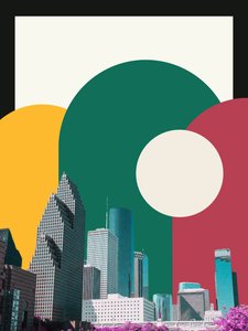 ヒューストンのダウンタウン、2023年 (キャンバスにアクリル) 作： George Rosaly