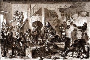 Dragonnades: 1680 年代にフランス王国のプロテスタント コミュニティに対して行われた迫害。 19 世紀 (彫刻)