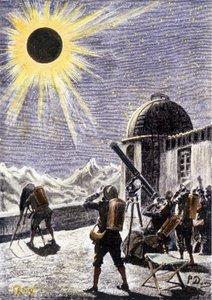 日食を見る人々-アンドレ・ローリー著「Les Exiles de la Terre」の中で、ジョルジュ・ルーがイラストを担当。エディション・ヘッツェル 作： George Roux