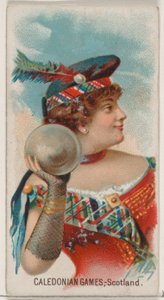 カレドニアン ゲーム、スコットランド、1890 年、デューク ブランドのたばこの休日シリーズ N80 から。, 1890. 作： George S. Harris and Sons