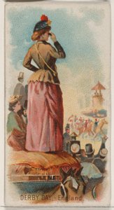 ダービーの日、イングランド、デューク ブランドのタバコの休日シリーズ N80 から、1890 年., 1890.