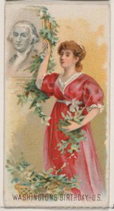 ジョージ ワシントンの誕生日、アメリカ合衆国、デューク ブランドの休日シリーズ N80 から..., 1890. 作： George S. Harris and Sons