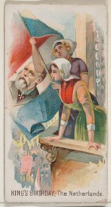 国王の誕生日、オランダ、デューク ブランドのタバコの休日シリーズ N80 から., 1890. 作： George S. Harris and Sons