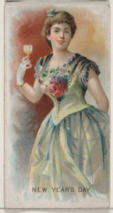 元旦、アメリカ合衆国、ホリデー シリーズ N80 デューク ブランドのタバコ用、1890 年、1890 年 作： George S. Harris and Sons
