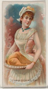 感謝祭、アメリカ合衆国、祝日シリーズ N80 デューク ブランドのたばこ、...、1890 年。 作： George S. Harris and Sons