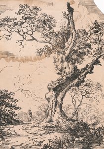 男と風景の中の大木 作： George Samuel