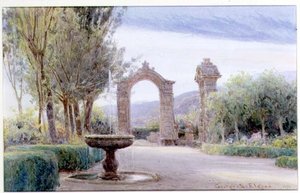 噴水と2つのアーチのあるイタリアンガーデン 作： George Samuel Elgood