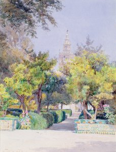 アルカサルの庭、セビリア、1893年 作： George Samuel Elgood