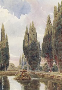 イタリアの庭園：ファルコニエリ荘、イル・ラゲット（カラーリトグラフ） 作： George Samuel Elgood