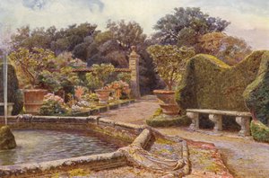 イタリアの庭園：カニパローラ荘の噴水（カラーリトグラフ） 作： George Samuel Elgood