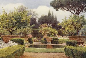 イタリアの庭園：コロンナ邸の花壇（カラーリトグラフ） 作： George Samuel Elgood