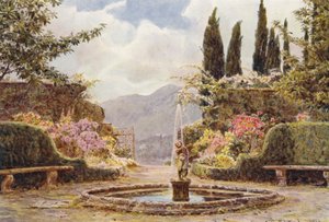 イタリアの庭園：カヴァニャーロ邸、花壇（カラーリトグラフ） 作： George Samuel Elgood