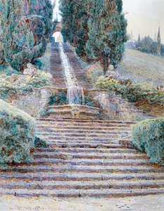 チコーニャ荘の滝、イタリア、1901年（水彩画） 作： George Samuel Elgood
