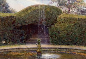 ダービーシャー、メルボルン・ホールのダーク・アーバー（カラーリトグラフ） 作： George Samuel Elgood