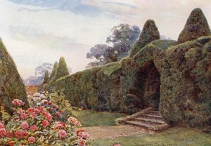 サセックス州ブリックウォールのイチイ・アーチ（カラーリトグラフ） 作： George Samuel Elgood