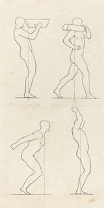 体重を支える; ジャンプの準備と降り方 作： George Scharf after John Flaxman